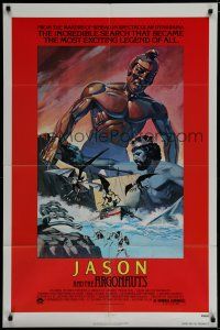 6g464 JASON & THE ARGONAUTS 1sh R78 special fx by Ray Harryhausen, Gary Meyer art of colossus!