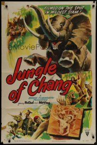 6g478 JUNGLE OF CHANG 1sh '51 Man och Kvinna, filmed midst the perils of wildest Siam!