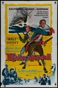 6g481 KIDNAPPED 1sh '60 Walt Disney, art of swashbucklers Peter Finch & James MacArthur!