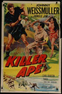 6g482 KILLER APE 1sh '53 Weissmuller as Jungle Jim, drug-mad beasts ravage human prey!