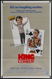 6g488 KING OF COMEDY 1sh '83 Robert DeNiro, Martin Scorsese, Jerry Lewis, cool playing card art!