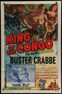 6g489 KING OF THE CONGO chapter 12 1sh '52 Buster Crabbe as The Mighty Thunda, serial, Riding Wild!