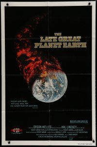 6g503 LATE GREAT PLANET EARTH 1sh '76 wild artwork image of Earth in outer space on fire by MAP!