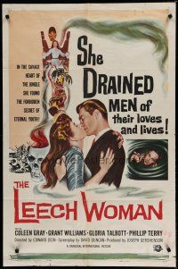 6g510 LEECH WOMAN 1sh '60 deadly female vampire drained love & life from every man she trapped!