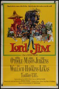 6g529 LORD JIM 1sh '65 artwork of Peter O'Toole, James Mason, Curt Jurgens, Eli Wallach by Bob Peak!