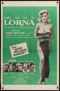 6g530 LORNA 1sh '64 super sexy Lorna Maitland in Russ Meyer directed classic!