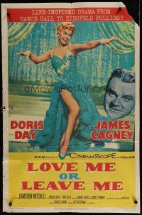 6g535 LOVE ME OR LEAVE ME 1sh '55 full-length sexy Doris Day as famed Ruth Etting, James Cagney!