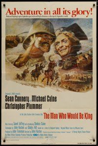 6g553 MAN WHO WOULD BE KING 1sh '75 artwork of Sean Connery & Michael Caine by Tom Jung!