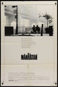6g556 MANHATTAN style B 1sh '79 Woody Allen & Diane Keaton in New York City by bridge!