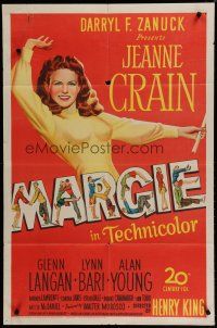 6g558 MARGIE 1sh '46 great artwork of sexy Jeanne Crain, plus cool title design!