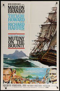6g593 MUTINY ON THE BOUNTY style B 1sh '62 Marlon Brando, seafaring & cast art by Smith & Henninger!