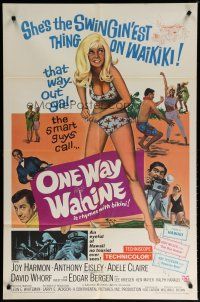 6g637 ONE WAY WAHINE 1sh '65 sexy Joy Harmon is the swingin'est thing on Waikiki!