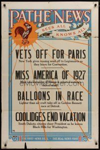 6g003 PATHE NEWS NO. 76 1sh '27 vets off for Paris, balloon race, Coolidge, Miss America 1927!