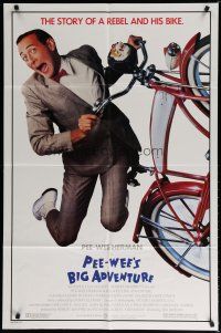 6g658 PEE-WEE'S BIG ADVENTURE 1sh '85 Tim Burton, best image of Paul Reubens & his beloved bike!