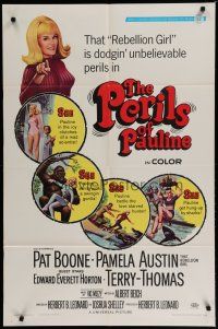 6g661 PERILS OF PAULINE 1sh '67 Rebellion Girl Pamela Austin is dodgin' unbelievable perils!
