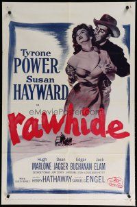 6g711 RAWHIDE 1sh R56 Tyrone Power & pretty Susan Hayward in western action!