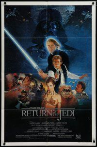 6g723 RETURN OF THE JEDI style B 1sh '83 George Lucas classic, great cast montage art by Sano!