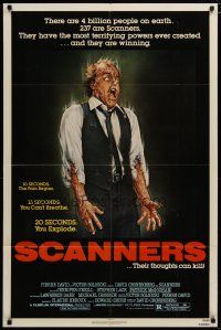 6g755 SCANNERS 1sh '81 David Cronenberg, in 20 seconds your head explodes!