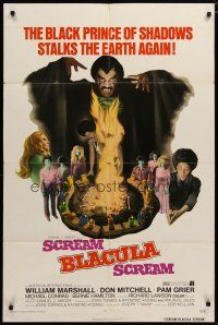 6g757 SCREAM BLACULA SCREAM 1sh '73 great artwork of black vampire William Marshall & Pam Grier!