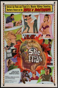 6g769 SHE FREAK 1sh '67 sexy girls & side-show freaks in the Alley of Nightmares, great image!