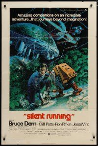 6g776 SILENT RUNNING 1sh '72 Douglas Trumbull, cool art of Bruce Dern & his robot by Akimoto