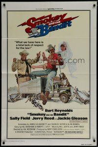 6g787 SMOKEY & THE BANDIT 1sh '77 art of Burt Reynolds, Sally Field & Jackie Gleason by Solie!