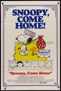 6g788 SNOOPY COME HOME 1sh '72 Peanuts, Charlie Brown, great image of Snoopy & Woodstock!