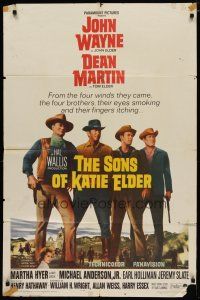 6g796 SONS OF KATIE ELDER 1sh '65 line up of John Wayne, Dean Martin & more + Martha Hyer!