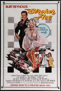 6g823 STROKER ACE advance 1sh '83 car racing art of Burt Reynolds & Loni Anderson by Drew Struzan!
