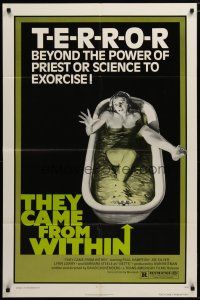 6g863 THEY CAME FROM WITHIN 1sh '76 David Cronenberg, art of terrified girl in bath tub!