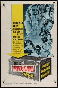 6g909 TRUNK TO CAIRO 1sh '66 Audie Murphy, George Sanders, cool action art w/dangerous babes!