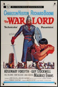 6g950 WAR LORD 1sh '65 art of Charlton Heston all decked out in armor with sword!