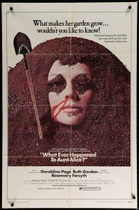 6g961 WHAT EVER HAPPENED TO AUNT ALICE? 1sh '69 creepy horror image of woman buried up to her face!