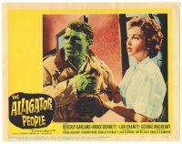 6h159 ALLIGATOR PEOPLE LC #5 '59 close up of sexy Beverly Garland trying to hide the monster!