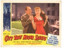 6h251 CITY THAT NEVER SLEEPS LC #8 '53 Edward Arnold helps pretty Marie Windsor with her coat!
