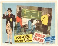 6h331 FANCY PANTS LC #7 '50 wacky image of Bob Hope helping two guys carry giant trunk!