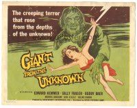 6h037 GIANT FROM THE UNKNOWN TC '58 art of wacky monster Buddy Baer grabbing near-naked girl!