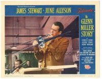 6h378 GLENN MILLER STORY LC #5 R60 great close up of James Stewart playing trombone with band!