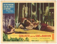 6h391 GOLIATH & THE SINS OF BABYLON LC #7 '64 Mark Forest as Maciste in a tight situation!
