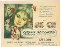 6h039 GREEN MANSIONS TC '59 cool art of Audrey Hepburn & Anthony Perkins by Joseph Smith!