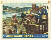 6h439 HONDO LC #6 '53 3-D, John Wayne & Ward Bond help wounded soldier down from stagecoach!
