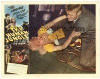 6h452 HUMAN JUNGLE LC '54 Jan Sterling being strangled on the ground by Chuck Connors!