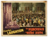 6h454 HUNCHBACK OF NOTRE DAME LC '39 far shot of massive crowd in front of famous cathedral!