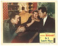 6h465 IN A LONELY PLACE LC #6 '50 Humphrey Bogart explains to scared Jeff Donnell & Frank Lovejoy!