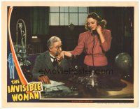 6h475 INVISIBLE WOMAN LC '40 John Barrymore kisses Virginia Bruce's hand while she's on the phone!