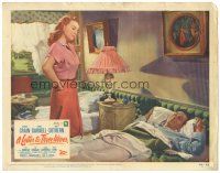 6h534 LETTER TO THREE WIVES LC #6 '49 sexy young Jeanne Crain looks at lazy Jeffrey Lynn in bed!