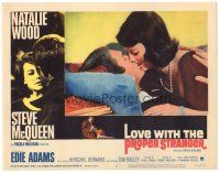 6h568 LOVE WITH THE PROPER STRANGER LC #5 '64 romantic kiss c/u of Natalie Wood & Steve McQueen!