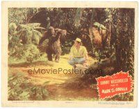 6h594 MARK OF THE GORILLA LC #6 '51 giant fake ape approaches clueless Johnny Weissmuller!