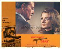 6h605 McQ LC #2 '74 John Sturges, close up of John Wayne & pretty Diana Muldaur!