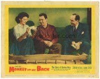 6h618 MONKEY ON MY BACK LC #2 '57 Cameron Mitchell smiling on a couch with Dianne Foster!